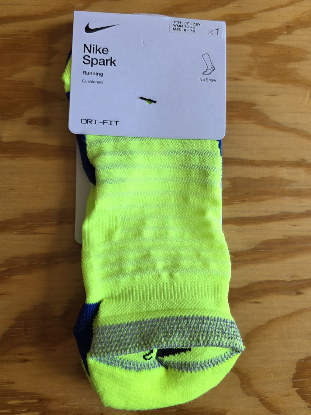 Nike Spark Dri-FIT No-Show Running Socks Volt Reflective Unisex Youth Men Women